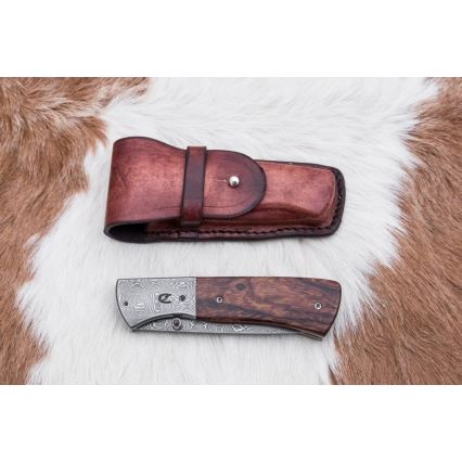Faca Damasco dobrável 8 cm ironwood