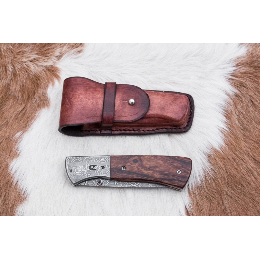 Faca Damasco dobrável 8 cm ironwood