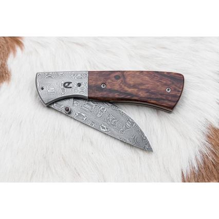 Faca Damasco dobrável 8 cm ironwood