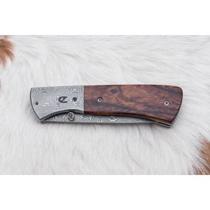 Faca Damasco dobrável 8 cm ironwood