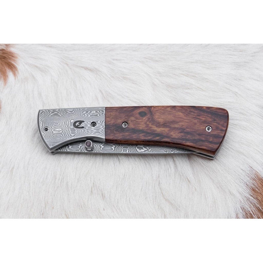 Faca Damasco dobrável 8 cm ironwood