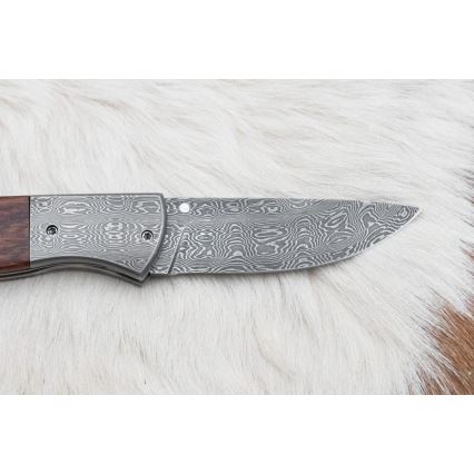 Faca Damasco dobrável 8 cm ironwood