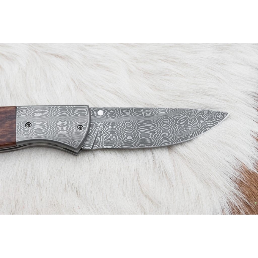 Faca Damasco dobrável 8 cm ironwood