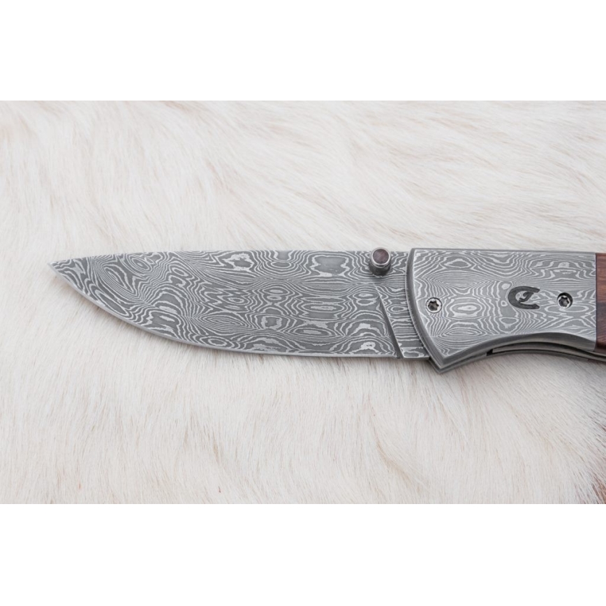 Faca Damasco dobrável 8 cm ironwood