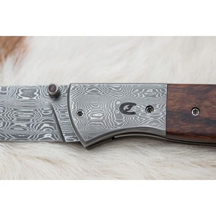 Faca Damasco dobrável 8 cm ironwood