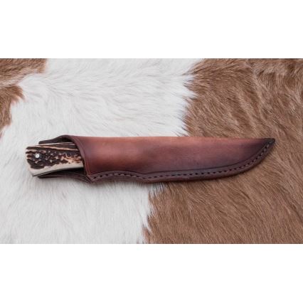 Faca de caça em damasco 11 cm chifre de veado