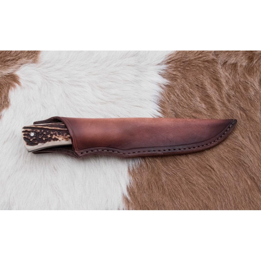 Faca de caça em damasco 11 cm chifre de veado