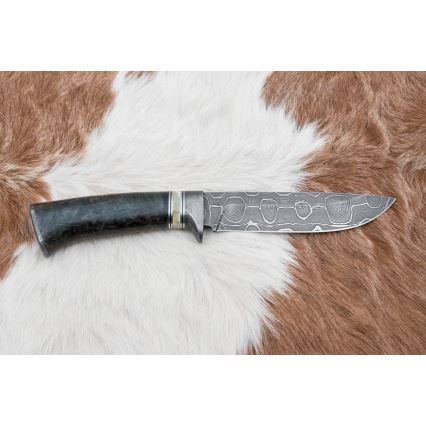 Faca de caça em damasco 13,8 cm Bétula/osso de camelo