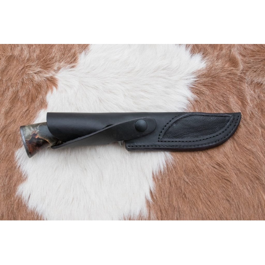 Faca de caça em damasco 14 cm castanheiro