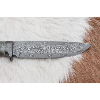Faca de caça em damasco 14 cm castanheiro