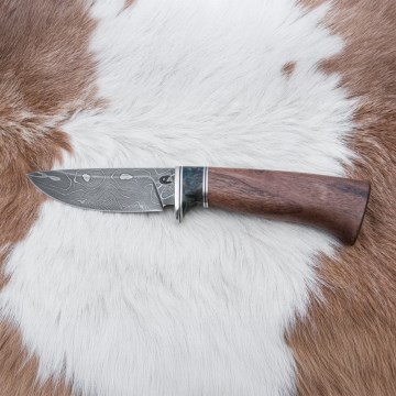 Faca de caça em damasco 9,7 cm nogueira/ácer
