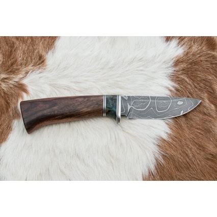 Faca de caça em damasco 9,7 cm nogueira/ácer