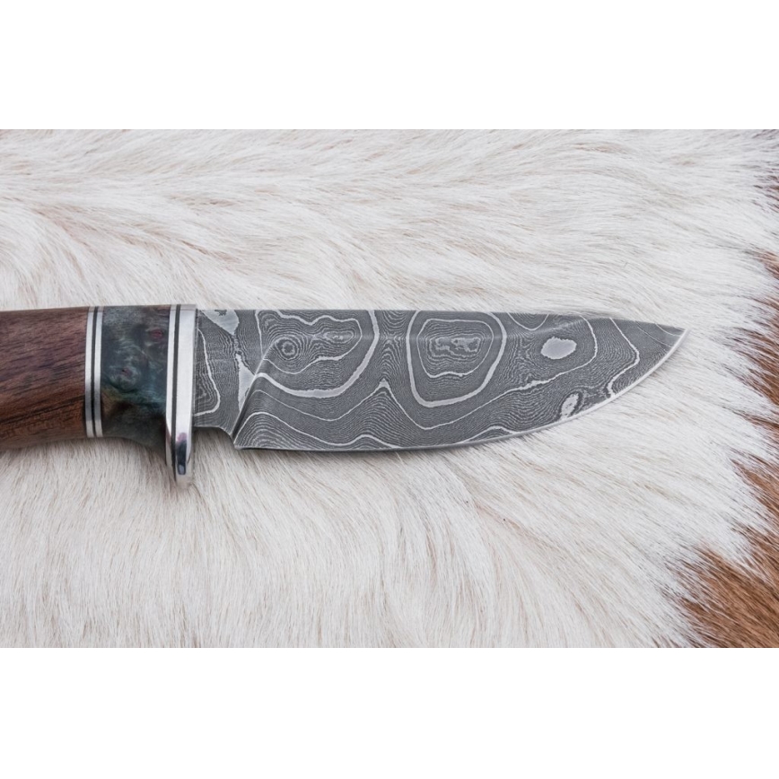 Faca de caça em damasco 9,7 cm nogueira/ácer