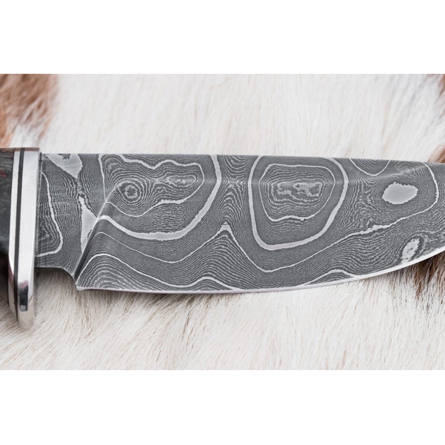 Faca de caça em damasco 9,7 cm nogueira/ácer