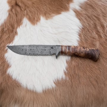 Faca de Damasco exclusiva 14,4 cm árvore de castanheiro/dente de mamute
