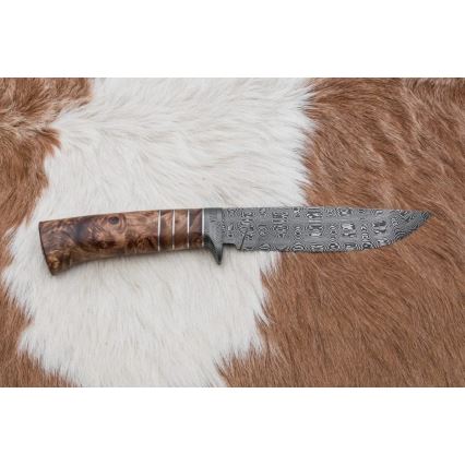 Faca de Damasco exclusiva 14,4 cm árvore de castanheiro/dente de mamute