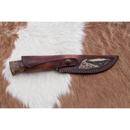 Faca de Damasco exclusiva 14,4 cm árvore de castanheiro/dente de mamute