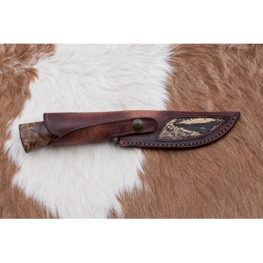 Faca de Damasco exclusiva 14,4 cm árvore de castanheiro/dente de mamute