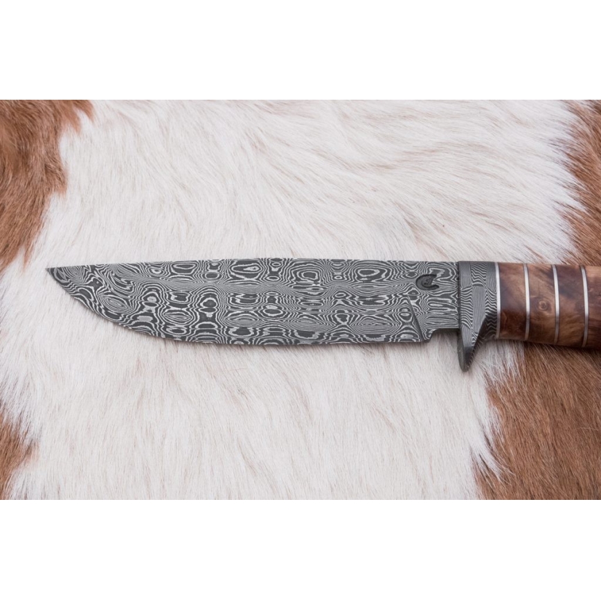 Faca de Damasco exclusiva 14,4 cm árvore de castanheiro/dente de mamute