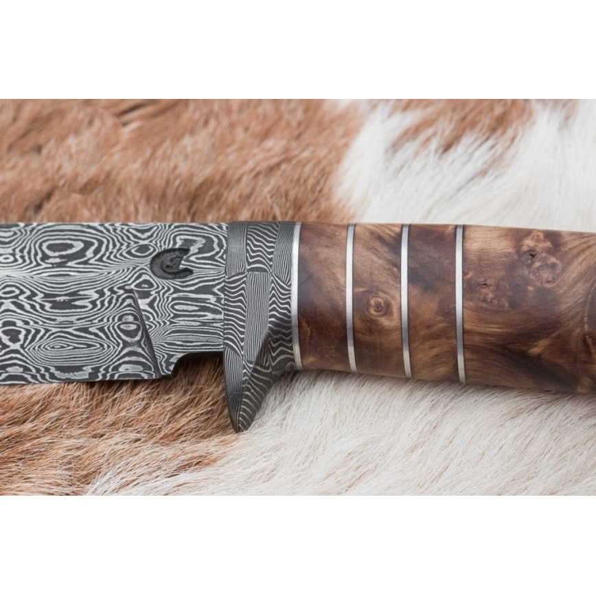 Faca de Damasco exclusiva 14,4 cm árvore de castanheiro/dente de mamute