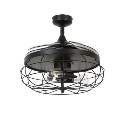 FANAWAY 212920 - Ventilador de teto LED INDUSTRI 3xE27/4W/230V preto + comando à distância