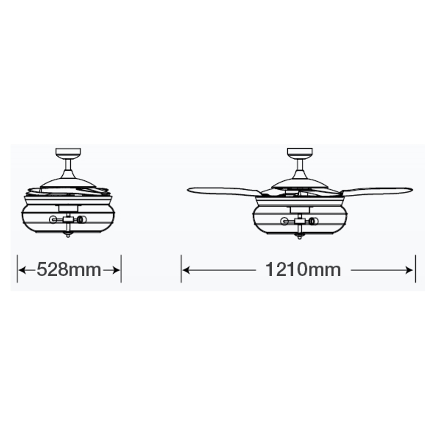 FANAWAY 212920 - Ventilador de teto LED INDUSTRI 3xE27/4W/230V preto + comando à distância