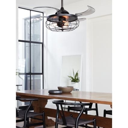 FANAWAY 212920 - Ventilador de teto LED INDUSTRI 3xE27/4W/230V preto + comando à distância