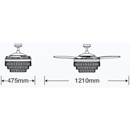 FANAWAY 212923 - Ventilador de teto LED VEIL 6xE14/4,5W/230V cromo brilhante + controlo remoto