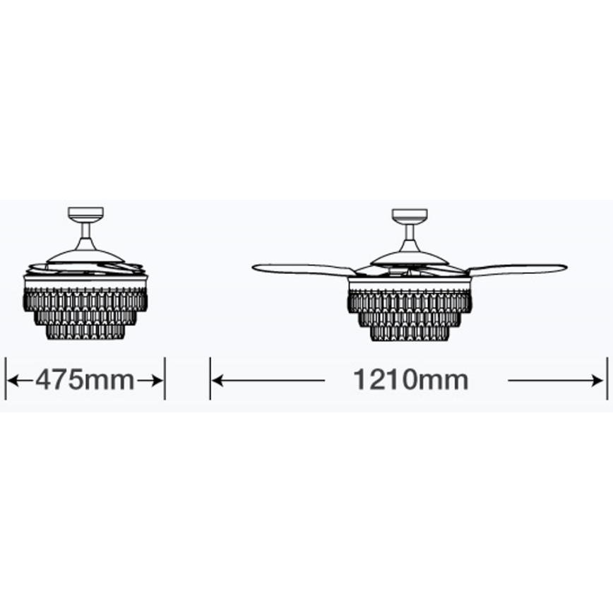 FANAWAY 212923 - Ventilador de teto LED VEIL 6xE14/4,5W/230V cromo brilhante + controlo remoto