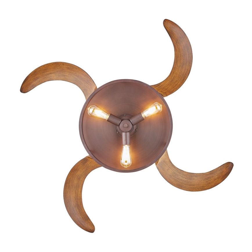 FANAWAY 212925 - Ventilador de teto LED CLASSIC 3xE27/4W/230V castanho + comando à distância