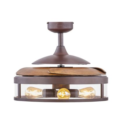 FANAWAY 212925 - Ventilador de teto LED CLASSIC 3xE27/4W/230V castanho + comando à distância