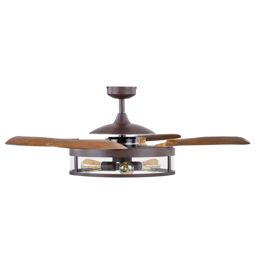 FANAWAY 212925 - Ventilador de teto LED CLASSIC 3xE27/4W/230V castanho + comando à distância