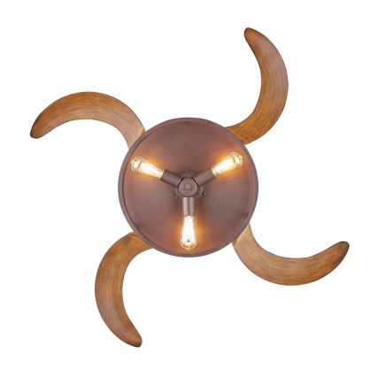 FANAWAY 212925 - Ventilador de teto LED CLASSIC 3xE27/4W/230V castanho + comando à distância