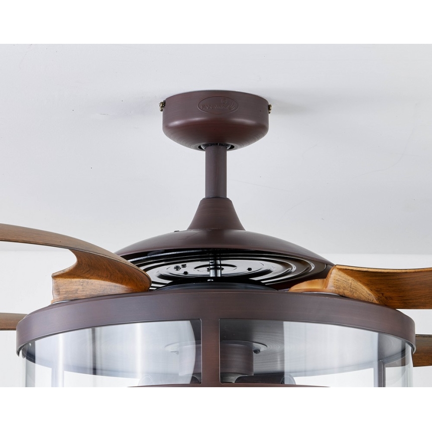 FANAWAY 212925 - Ventilador de teto LED CLASSIC 3xE27/4W/230V castanho + comando à distância