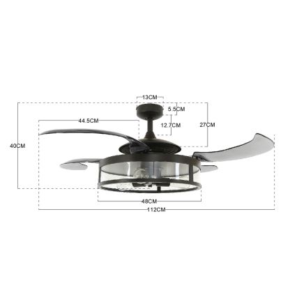 FANAWAY 212927 - Ventilador de teto LED CLASSIC 3xE27/4W/230V preto + comando à distância