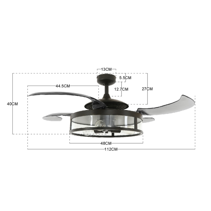 FANAWAY 212927 - Ventilador de tecto LED CLASSIC 3xE27/4W/230V preto Ø 112 cm + comando remoto