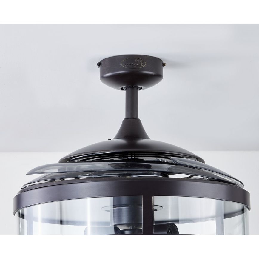 FANAWAY 212927 - Ventilador de tecto LED CLASSIC 3xE27/4W/230V preto Ø 112 cm + comando remoto