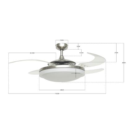 FANAWAY 212931 - Ventilador de teto EVO2 3xE27/20W/230V cromo mate