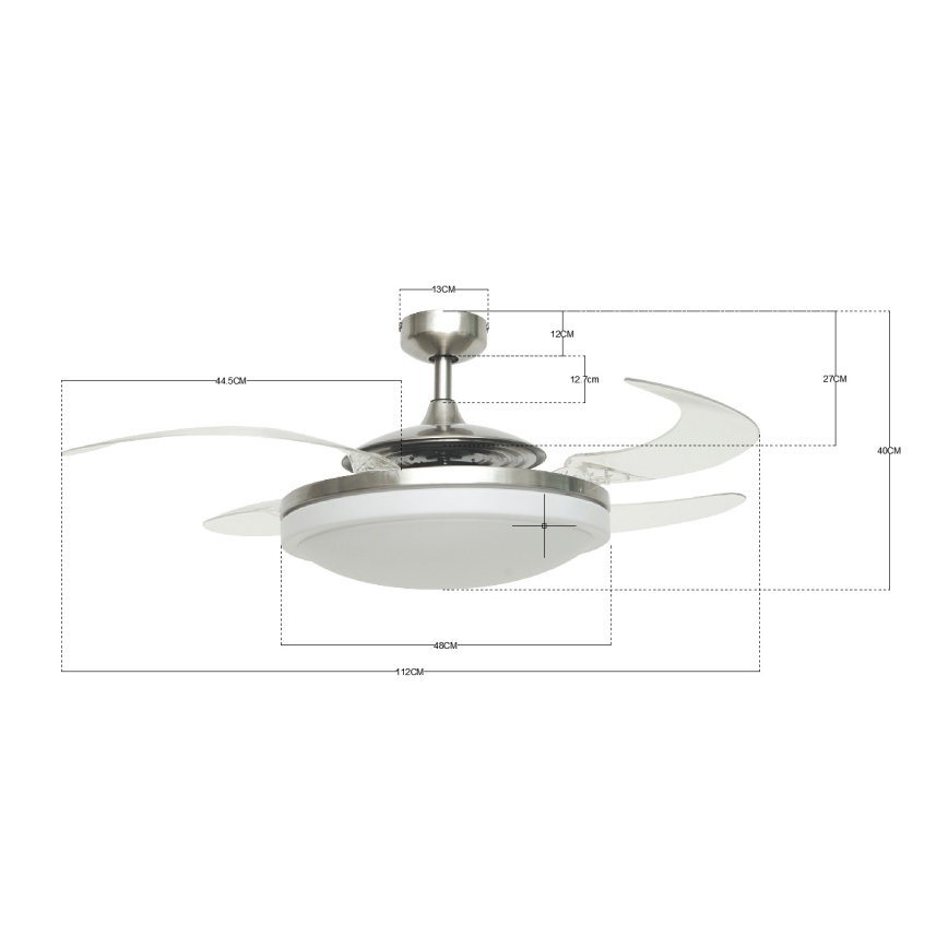 FANAWAY 212931 - Ventilador de teto EVO2 3xE27/20W/230V cromo mate
