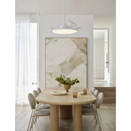FANAWAY 21612949 - Ventilador de teto LED regulável STROLL LED/30W/230V 2700/3500/5000K diâmetro 106 cm branco/transparente + controlo remoto