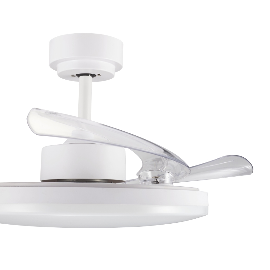 FANAWAY 21612949 - Ventilador de teto LED regulável STROLL LED/30W/230V 2700/3500/5000K diâmetro 106 cm branco/transparente + controlo remoto