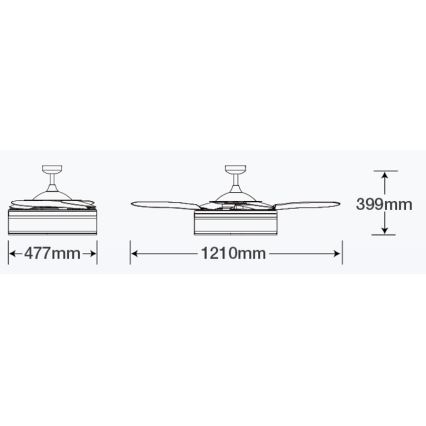 FANAWAY 511030 - Ventilador de teto LED FRASER 3xE27/20W/230V branco + comando à distância