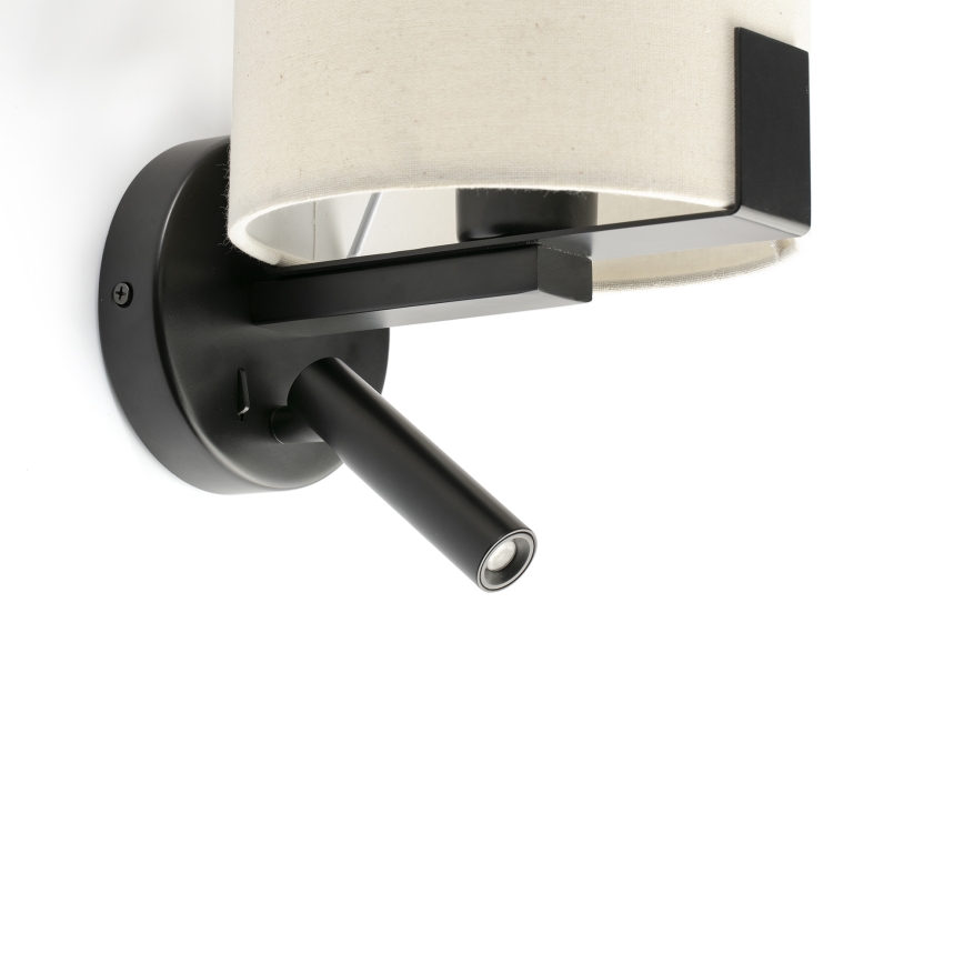 FARO 20053 - Candeeiro de parede LED NILA 1xE27/15W/230V + LED/3W creme/preto