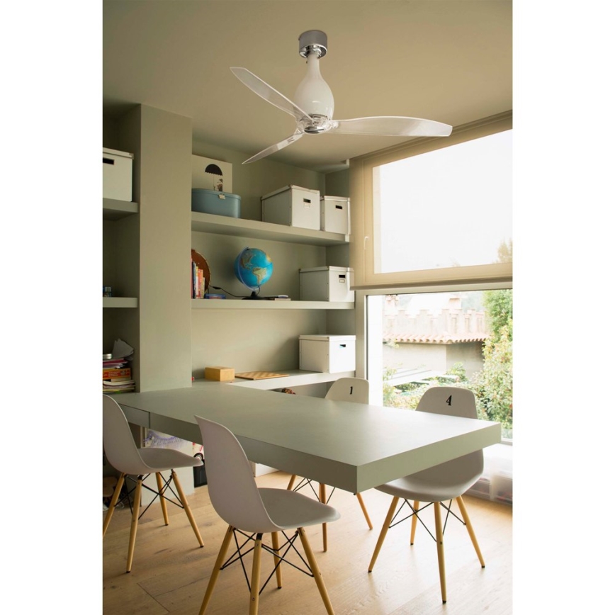FARO 32020 - Ventilador de teto MINI ETERFAN branco/transparente diâmetro 128 cm + controlo remoto