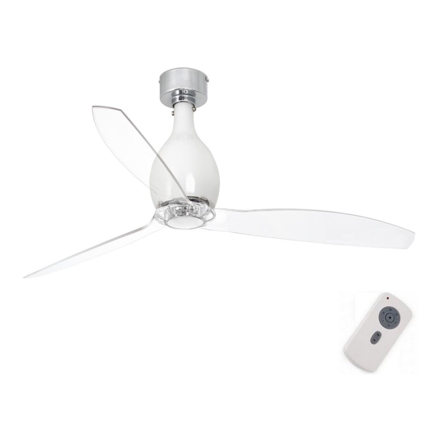 FARO 32020 - Ventilador de teto MINI ETERFAN branco/transparente diâmetro 128 cm + controlo remoto
