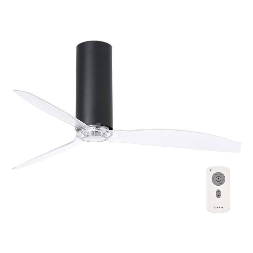 FARO 32036 - Ventilador de teto TUBE FAN preto/transparente diâmetro 128 cm + controlo remoto