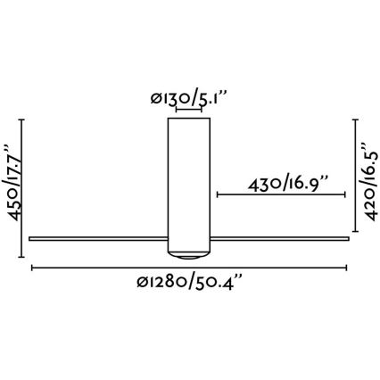 FARO 32036 - Ventilador de teto TUBE FAN preto/transparente diâmetro 128 cm + controlo remoto