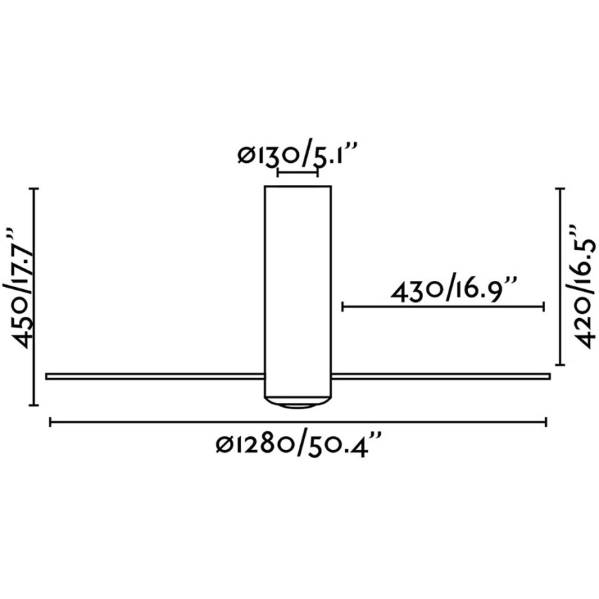 FARO 32036 - Ventilador de teto TUBE FAN preto/transparente diâmetro 128 cm + controlo remoto