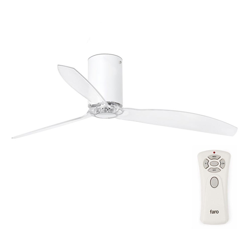 FARO 32039 - Ventilador de teto MINI TUBE VENTIL transparente diâmetro 128 cm + controlo remoto