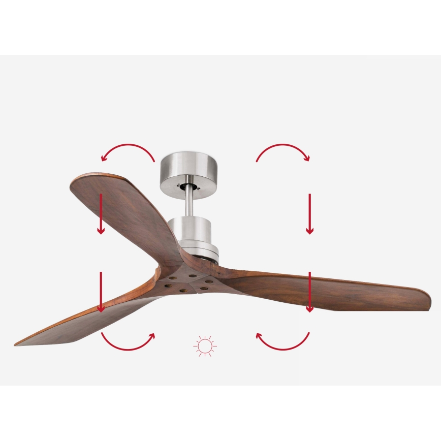 FARO 33370DC - Ventilador de teto LANTAU castanho/cromado mate diâmetro 132 cm + comando à distância